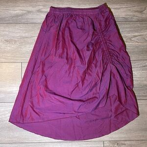 EUC Vintage MOEI 100% Cotton Elegant Ruched Purple Midi Asymmetrical Skirt
